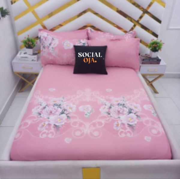 Baby Pink Floral Flat Bedsheet