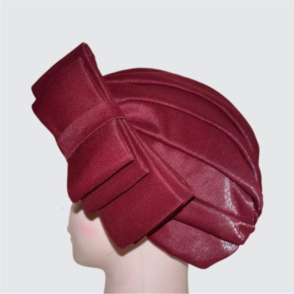 Turban Hat - Burgundy - Image 2