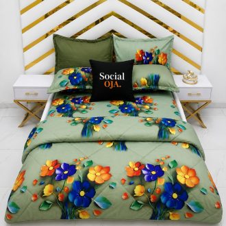 Colourful Floral Flat Bedsheet with Pillowcases