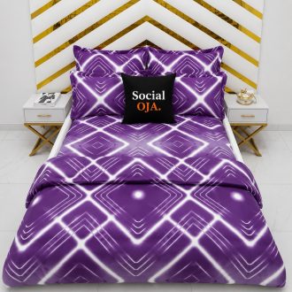 Purple/White Flat Bedsheet with Pillowcases