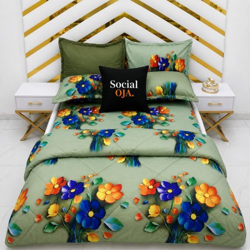 Colourful Floral Flat Bedsheet with Pillowcases