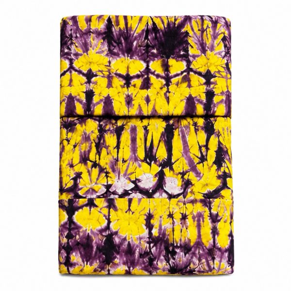 Weave Adire Fabric – 100% Cotton Hand-Dyed African Textile – Purple Abstract Tie Dye Cloth (5 Yards)