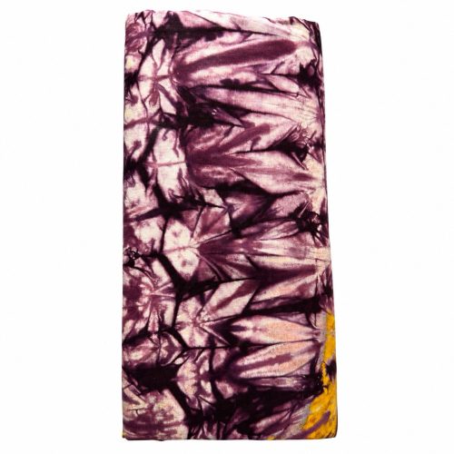 Weave Adire Fabric – 100% Cotton Hand-Dyed African Textile – Purple Abstract Tie Dye Cloth (5 Yards)