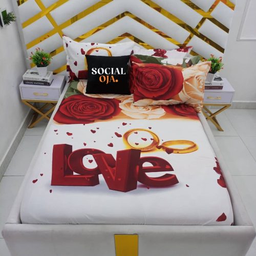 Love-Ring Floral Flat Bedsheet with Pillowcases