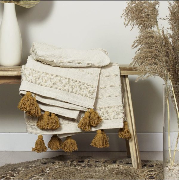 Boho Cotton Tufted Throw | Ochre