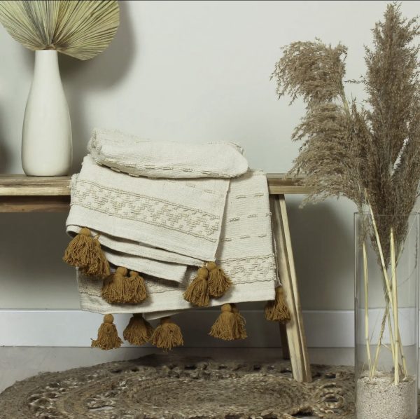 Boho Cotton Tufted Throw | Ochre
