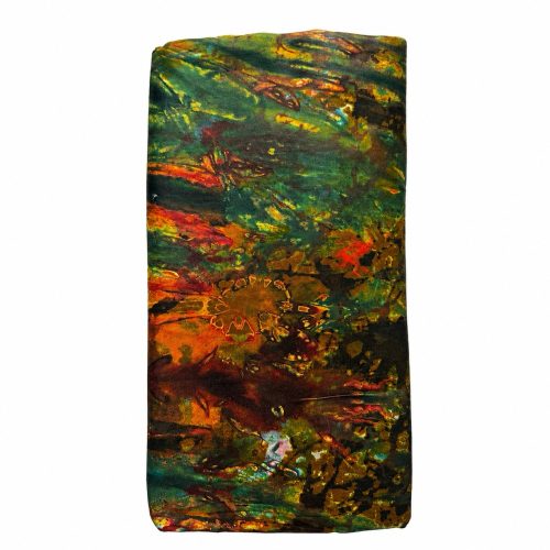 Green Multi Colour Adire Fabric – 100% Cotton Hand-Dyed African Textile, Green Orange Abstract Tie Dye Cloth (5 Yards)