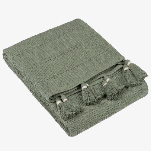 Caliche Woven Tasselled Throw Khaki