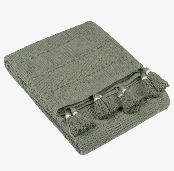 Caliche Woven Tasselled Throw Khaki